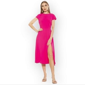 Alexia Admor Hot Pink Midi Dress with Side Slit